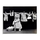 Stupell Industries Kitten Does The Laundry Stretched Canvas Wall Art, Proudly Made in USA