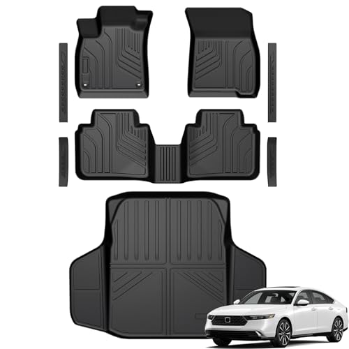 GALVAGNITE Floor Mats for Honda Accord 2023–2025 2026, All Weather Floor Mats Trunk Cargo Liner and Door Sill Guards Accessories, Full Coverage Set (Gasoline & Hybrid)