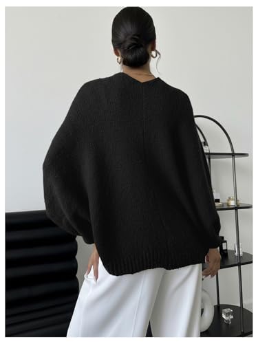 Image of GORGLITTER Women's Wrap Sweater Bat Wing Cropped Poncho Knit Tops | Oversized Cozy Pullover Sweaters, Lightweight, Asymmetrical 3 /4 Sleeve V Neck Tops, Fall Clothes 2026