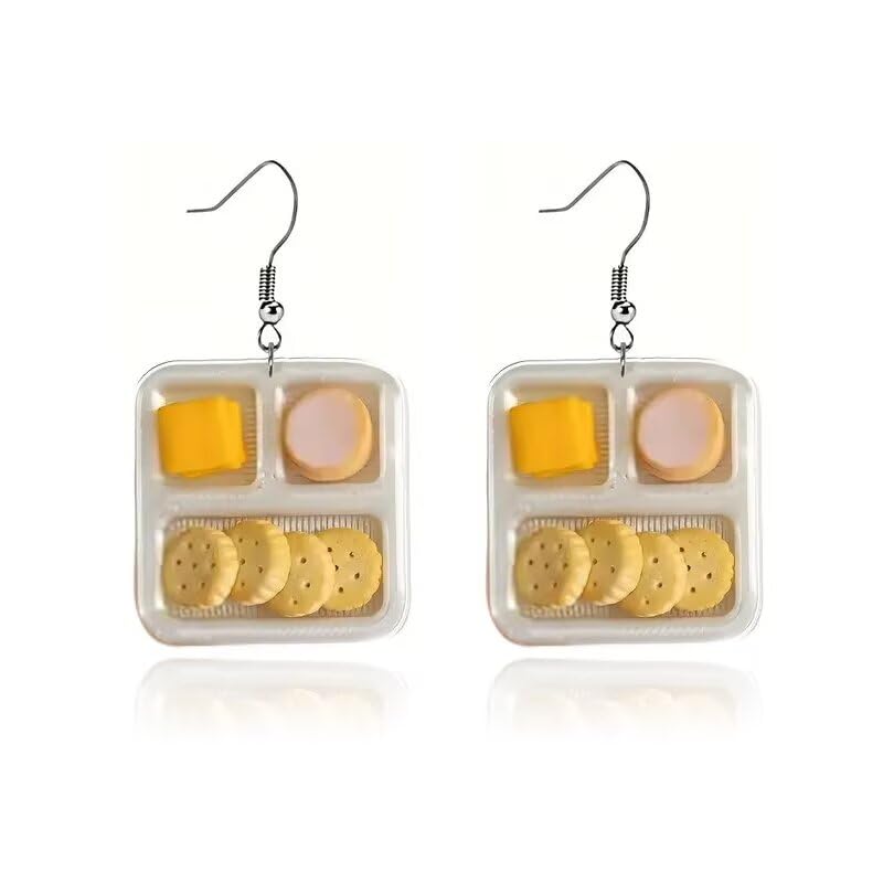 Fflaiwah Funny Food Earrings For Women Imitation Dinner Plate Bread Cookies Dangle Earrings Food Breakfast Jewelry Gifts-Biscuits