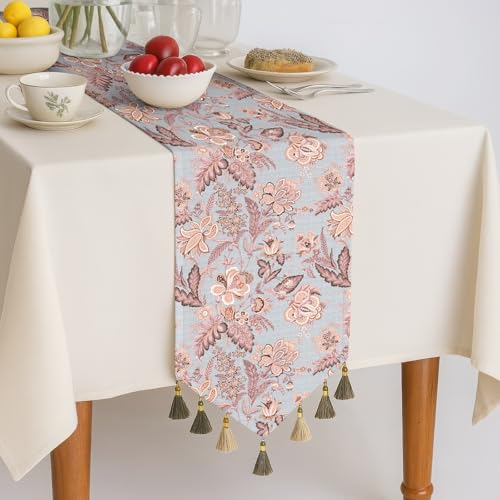 Image of Casableu Calvia Pink 6 Seater Table Runner Dust-Proof Table Runner for Dining Tabletop Decoration | Size: 13x72 Inches