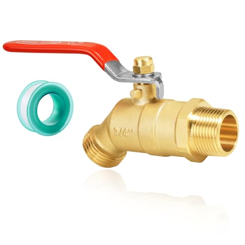 SIGURANTA 3/4' NPT/MIP Brass Male Hose Faucet, Water Spigot with 3/4' Male GHT Thread, Heavy-Duty Outdoor Hose Full-Flow Valve Outdoor Faucet (3/4' NPT Inlet Long Handle)