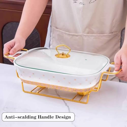 XMWOEIX Chafing Dish-Buffet-Set aus Keramik, Speisetablett mit Glasdeckel, Chafing Dish und Buffetwärmer-Set für Buffethochzeiten, Partys, Bankette, Weihnachten, Catering-Events, Schwarz, 27,9 cm L – Bild 7