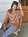 Chigant Women's Button Down Shirts Satin Silk Long Sleeve Business Office Blouses Tops (Light Coffee,X-Large)