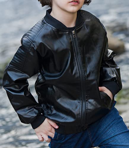 TLAENSON Bomber Boys Leather Jackets+Thick Twill Boys Joggers Cargo Pants 10-11 Years3