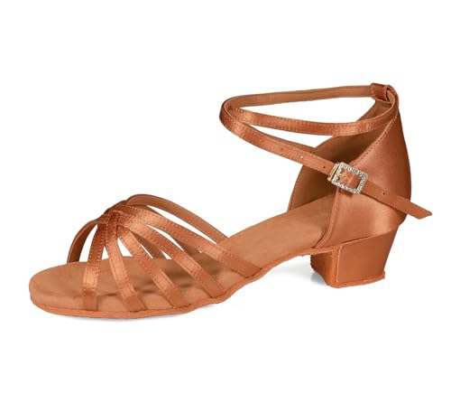 TRIWORIAE - Damen Hoher Absatz Tanzschuhe Standard/Latein 5cm Knoten Braun 39