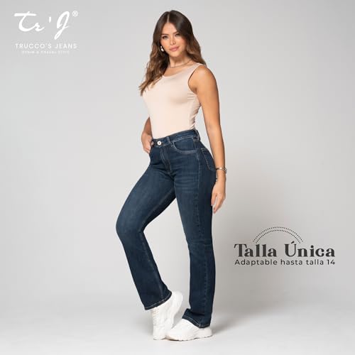 Trucco’s High-Waisted Straight-Leg Blue Jeans – One Size, Stretch Fit, Timeless Style & Comfort3