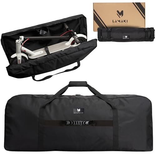 lamaki Electric Scooter Bag Transport & Storage - Universal Size - Heavy Duty Nylon 1680D, Foldable, Metal Zippers, Straps for Handle Bars - Electric Scooter Carrying Bag