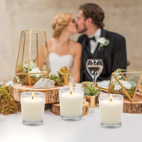 Image of 4 Packs Unscented White Votive Candles in Glass, 2 Inch Natural Soy Wax Scentless Candles for Christmas Wedding Party Home Decor Holidays Relaxation Spa, 12-15 Hour Burning Time