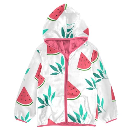 OTVEE Watermelon Leaves Kids Hoodie Jacket Fall Spring Full Zip Warm Outwear Coat