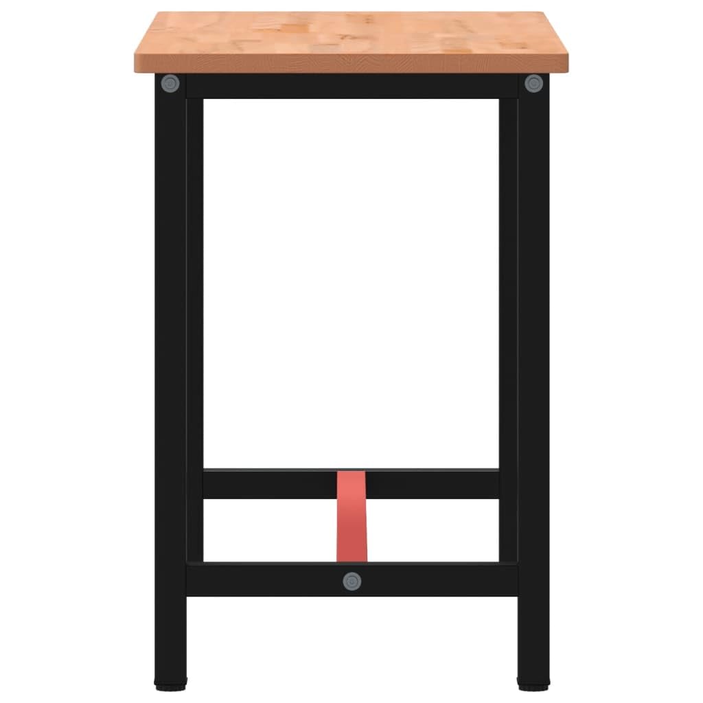 Stół warsztatowy z litego drewna bukowego i malowanego proszkowo metalu, 115 x 55 x 81,5 cm, stabilny stół roboczy z dużą powierzchnią roboczą, do warsztatu, garażu, dla majsterkowiczów i
