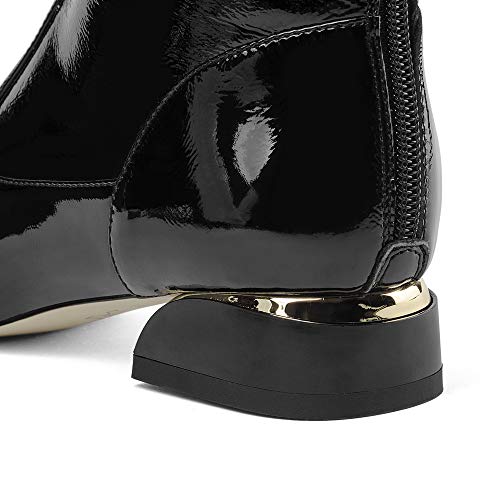 TinaCus Women's Handmade Patent Leather Round Toe Comfort Flat Stylish Back Zipper Ankle Boots4