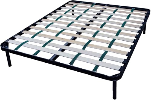 DOLCI SOGNI Rete Matrimoniale 160x190 Rinforzata con 4 Cinghie per Taglie Forti, 100% Made in Italy, Rete Letto Matrimoniale Ortopedica a Doghe in Legno, Struttura Letto Matrimoniale 160x190 in Ferro