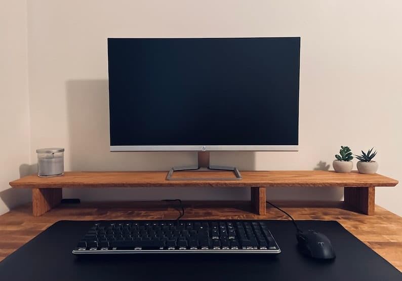 carpentray 100cm Long Wooden Computer Monitor Stand, Monitor Riser Desk Shelf Desktop Stand TV Laptop Riser (120cm Long)