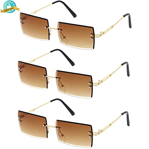Image of zeroUV - Luxe 90s Inspired Full Rimless Metal Accent Medium Square Sunglasses 57mm