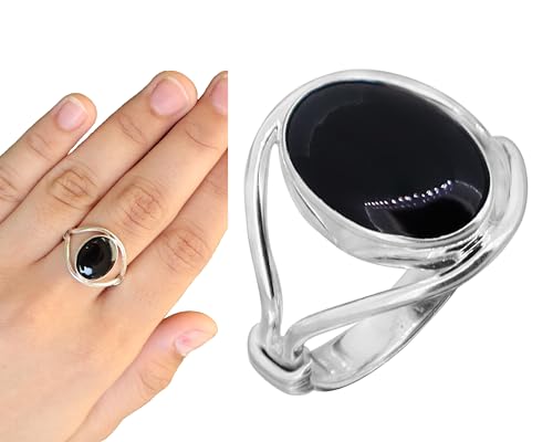 Black Onyx Silver Ring | Natural Black Onyx Sterling Silver