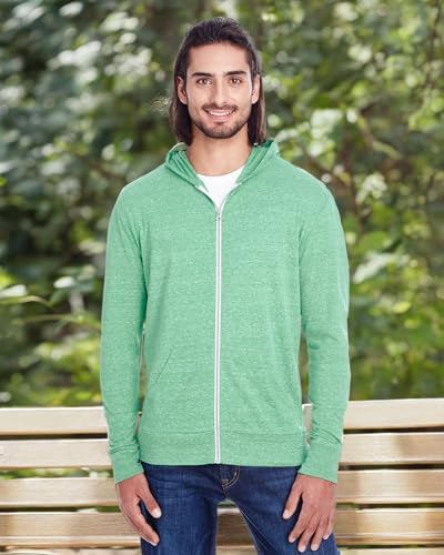 Threadfast Apparel Unisex Triblend Full-Zip Light Hoodie XS GREEN TRIBLEND4