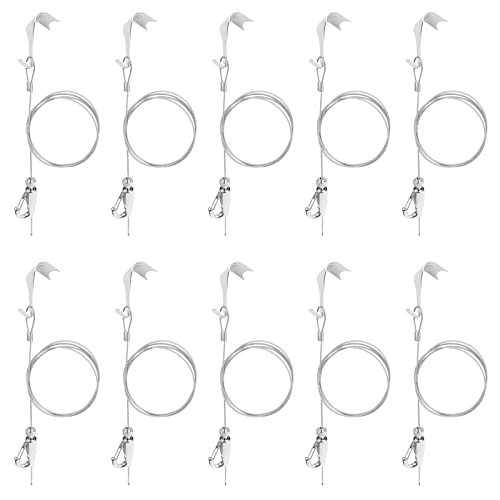 Image of Adjustable Picture Rail Hanging System, 44 lb (20 kg) Max Load Capacity, Picture Frame Hanging Wire Molding Hooks Kit, 6.6 ft (2 m) Length Cable with Loop, Frames Display Hanger kit (10 Pack)