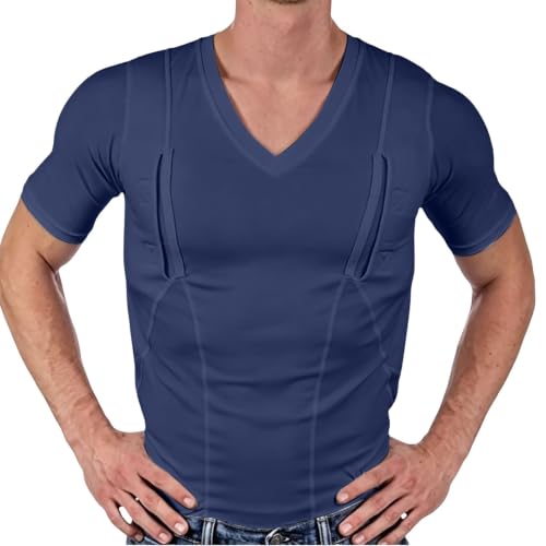 goeujewakp Shadow Carry Tee Shirt V Neck Concealed Carry Shirts for Men