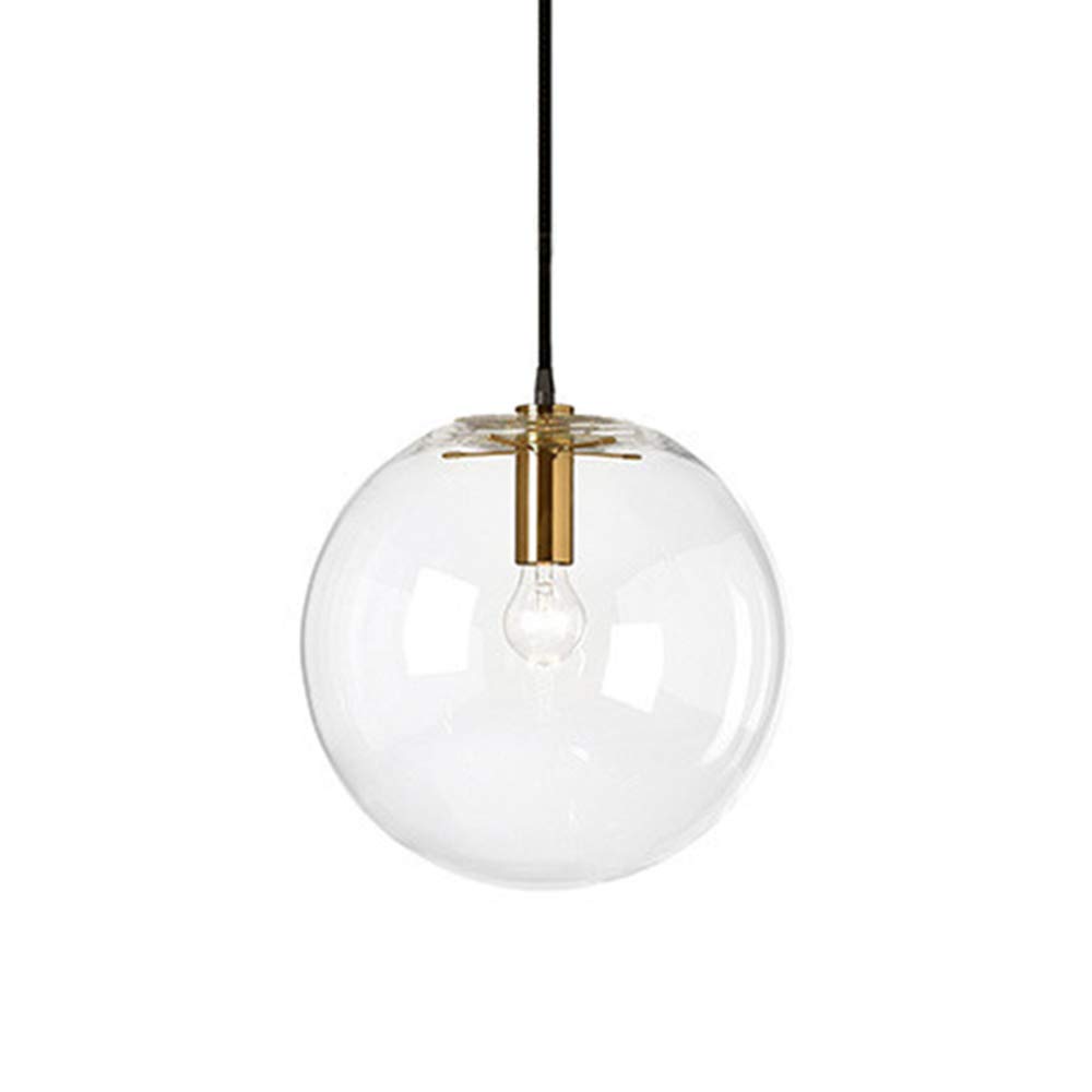 Lámpara de Cristal Colgante de Cristal LED esférica clásica esférica Lámpara de Vidrio con una luz única Creativa, Base de luz de Techo E27 Soporte de luz Dorado (20CM)
