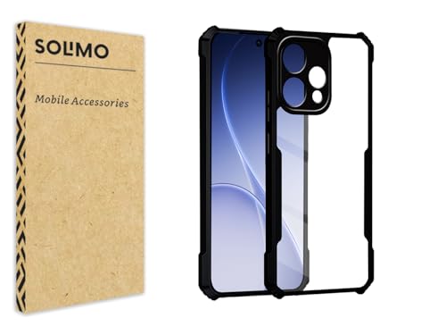Image of Amazon Brand - Solimo Clear Back Cover Case for Oppo Reno 15 5G | 360 Degree Protection | Transparent Back Cover Case for Oppo Reno 15 5G (PC & TPU, Black Bumper)