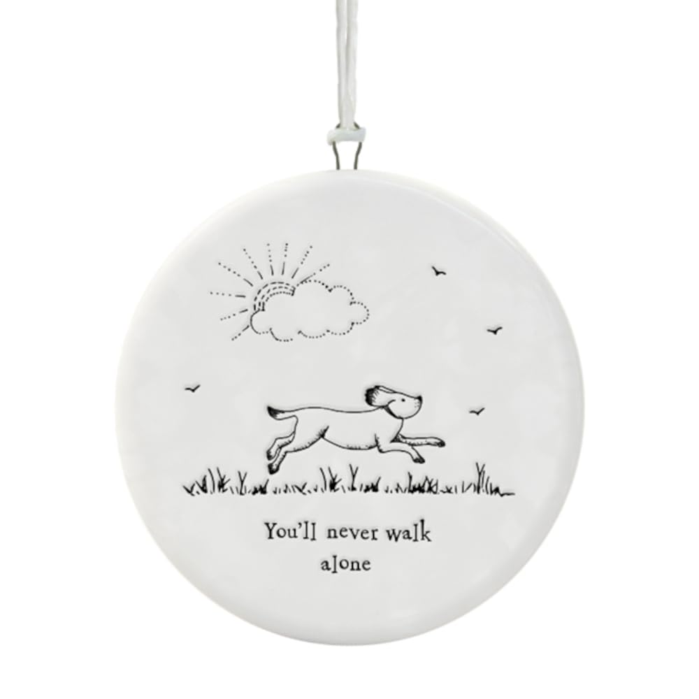 East of India Small Porcelain Dog Hanger You'll Never Walk Alone Hanging Keepsake Gift