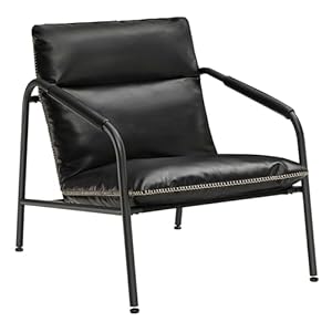 VASAGLE EKHO Kollektion – Loungesessel, Armlehnenstuhl mit Metallrahmen, Kunstleder, mit Nähten, Mid-Century-Modern-Stil, für Wohnzimmer, Schlafzimmer, Arbeitszimmer, Lounge, tintenschwarz LAC014B01