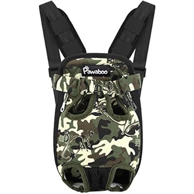 Pawaboo Pet Carrier Backpack, Adjustable Pet Front Cat Dog Carrier Backpack Travel Bag, Legs Out, Easy-Fit for Traveling Hiking Camping for Small Medium Dogs Cats Puppies, Medium,Deep Camouflage Black