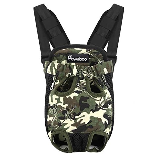 Pawaboo Mochila del Perro - Adjustable Bolsa Delantera Pet Front Cat Dog Carrier Backpack/Piernas Afuera & Fácil de Ajustar para Viajar/Senderismo/Camping, Talla M - Negro