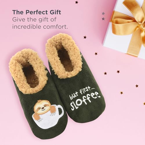 Image of Snoozies Coffee Slipper Socks for Women Cute Gifts and Fun House Slippers with Soft Sherpa Lining and Grips