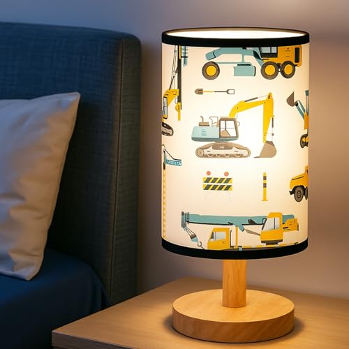 Glooglitter Construction Truck Table Lamp Gifts 3 Colors Dimmable Lights Construction Room Bedroom Decor 9.72 x 5.12 Inch Excavator Night Light Bedside Lamps Decoration for Bedroom Desk Birthday Gifts