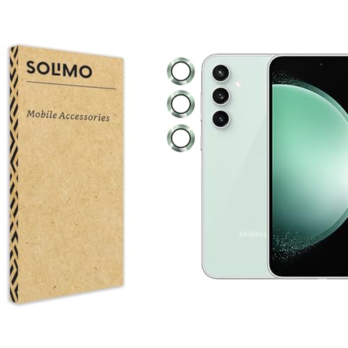 Image of Amazon Brand - Solimo Camera Glass Lens Protector Ring for Samsung Galaxy S23 Case Friendly with Edge to Edge Coverage and Easy Installation (Green)