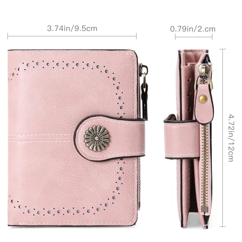 Image of Small Wallet for Women Bifold Credit Card Holder RFID Blocking with Zipper Pocket