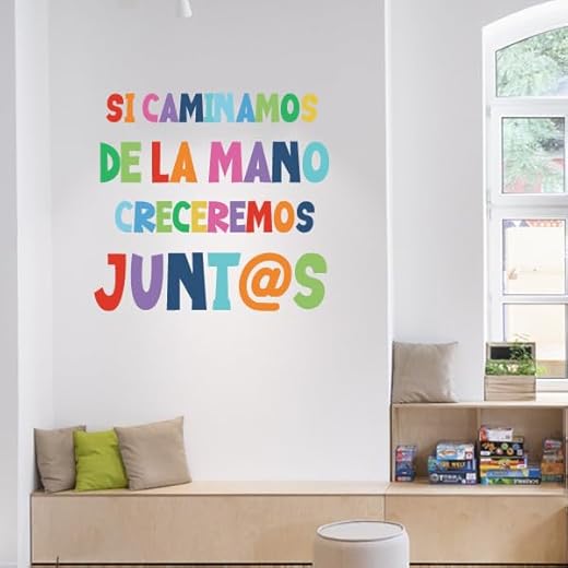 Decoración del aula con vinilos - Si caminamos de la mano... ¡Elige idioma! - T0- Basico