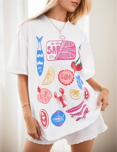 Women's Cottton Oversized Harvest Vintage Floral Graphic Tees Y2K Tops Summer Casual Streetwear T-Shirt - Image 3