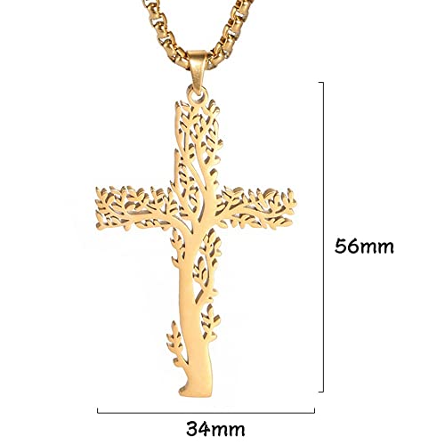 Jude Jewelers Stainless Steel Christian Cross Tree of Life Religious Prayer Church Christmas Baptizing Pendant Necklace4