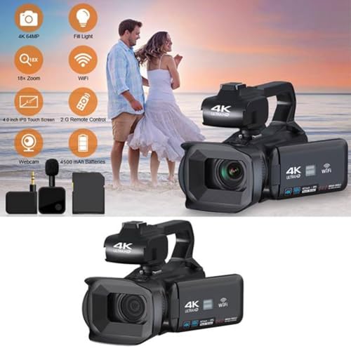 Caméra d'enregistrement vidéo 4K avec caméscope 64MP et écran tactile de 4 pouces - 2
