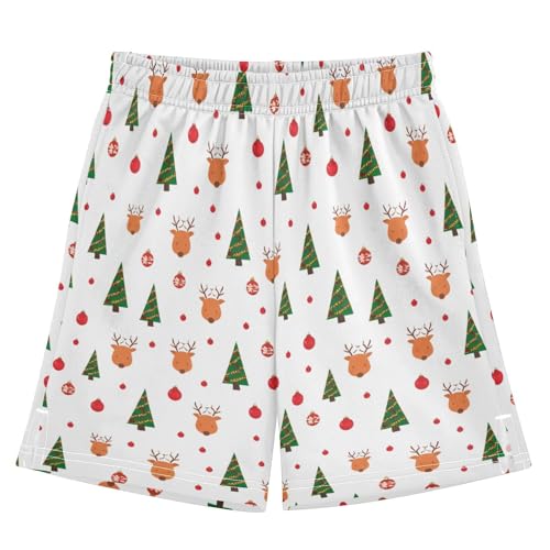 Christmas Trees Athletic Shorts with Zipper Pockets, Youth Boys Athletic Running Shorts for Summer