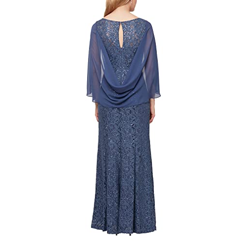 Image of Alex Evenings Women's Long A-line Dress with Draped Cowl Back