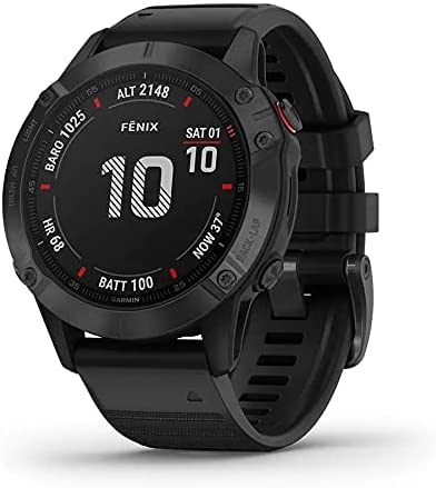 Garmin Fenix 6 Pro、究極のマルチスポーツ GPS ウォッチ、マッピング、音楽、グレード調整されたペースモニタリング、脈拍センサー、ブラックとブラックバンド