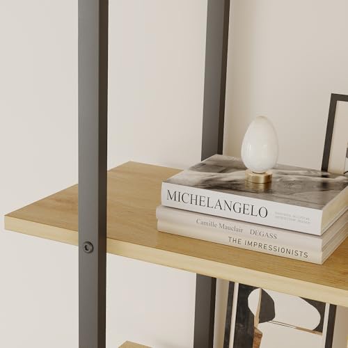 Garvee 5 Tier Tall Bookshelf with Open Display Shelves, 71 Inch Rattan Classical Book Shelf with Storage, 5 Open Storage Bookcase with Metal Frame for Living Room, Bedroom and Home Office