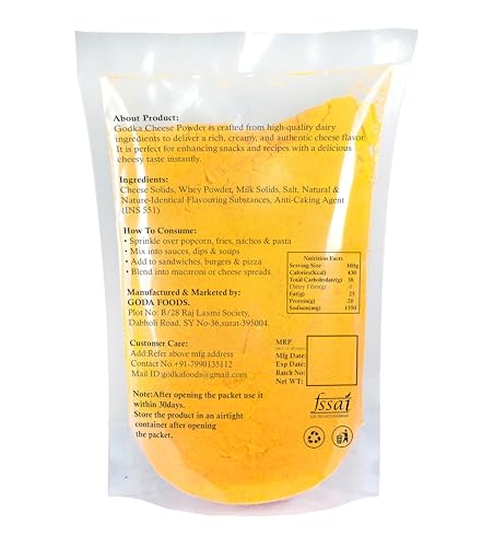 Image of Godka Cheddar Cheese Powder /Cheese Popcorn Seasoning Powder (An all purpose seasoning),Perfect for Pop Corn, Pasta & Fries,100 g