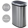 HCB Trash Can Automatic Waste Bin Mute Metal Garbage Can with Lid Stainless Steel 13 Gallon 50 Liter for Kitchen | Office | Bedroom | Bathroom | Living Room