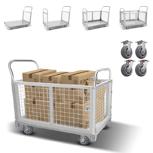 Foldable Platform Truck Cart with Cage 2500LBS, 5-in-1 Heavy Duty
