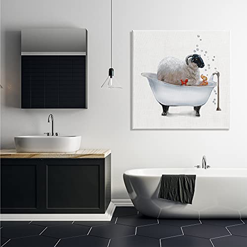 Image of Stupell Industries 'Fluffy County Goat in Bathtub Soap Bubbles'| Canvas Art