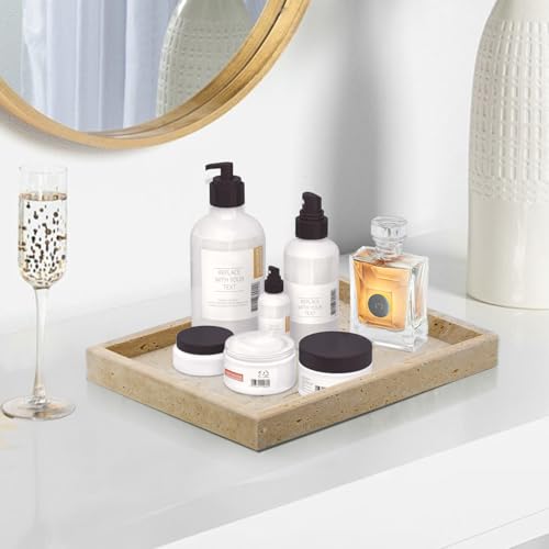 Image of Travertine Tray,Bathroom Vanity Tray Non-Ceramic /Non-Resin,Marble Perfume Decorative Tray 12 x 8 inch (Travertine)