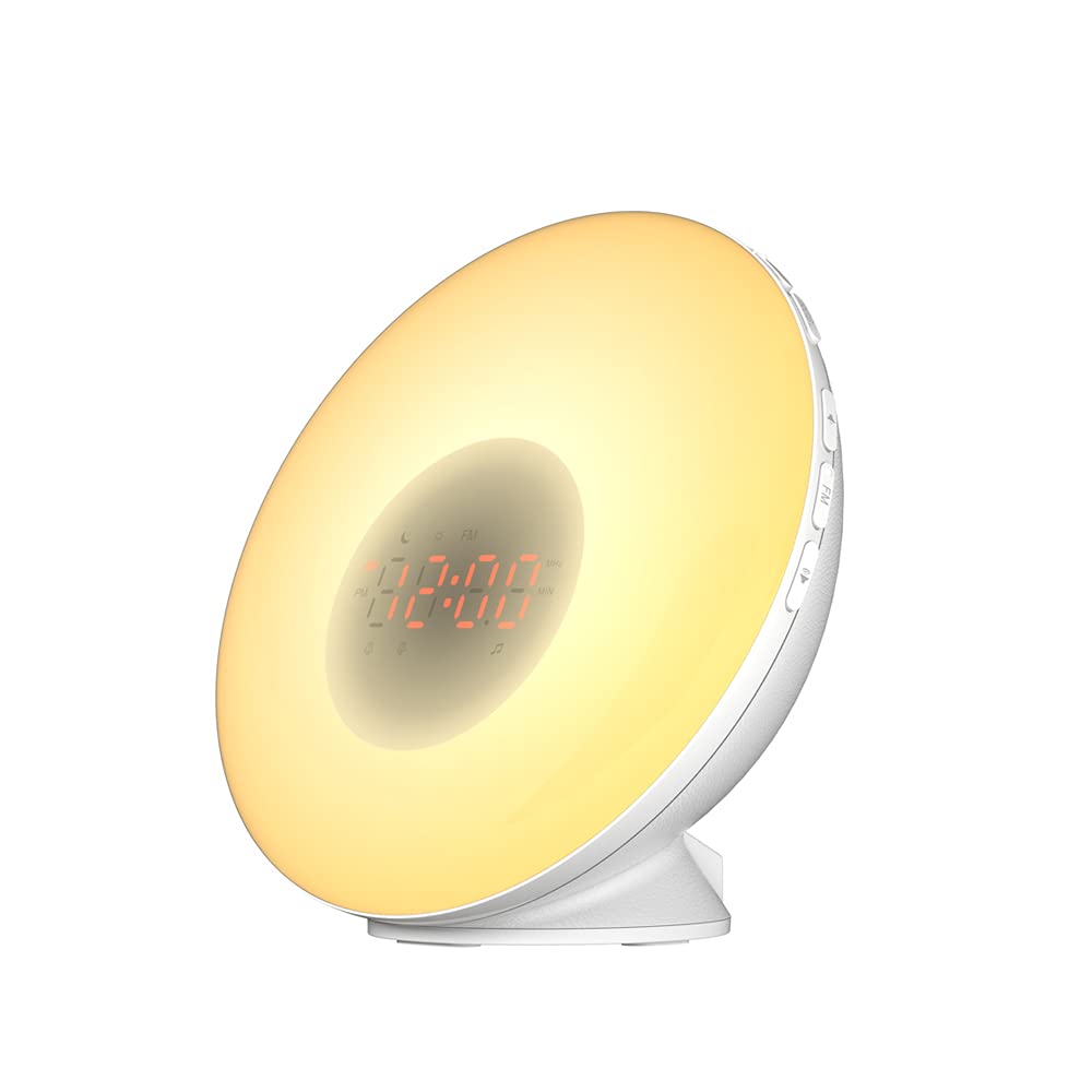 BENEXMARTWiFi Smart Sunrise Alarm Clock Tuya Wake-Up Light with 6 Colors LED Digital Touch Clock Timing Snooze Voice Control (2011 series)