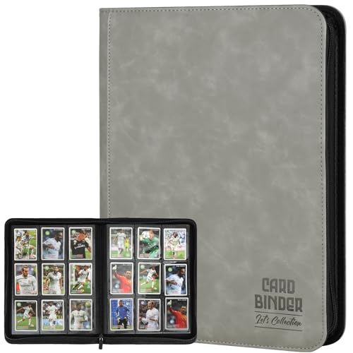 Trading Card Binder, Premium 9 Pocket Double Sided 540 Pocket PU Card Collection Binder, Collectible Trading Card Albums for MTG, TCG, Sport Card, Game Cards (Gray)