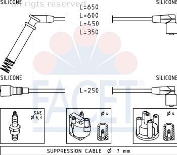 Juego de cables de encendido Facet 4.7195 kit de distribución de chispa