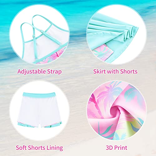 Image of Girls Tankini Swimsuit Two Piece Bathing Suit with Adjustable Strap 3-13 Years